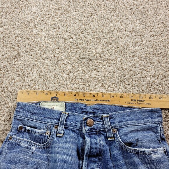 Hollister Jeans Mens 29x30 Straight Dark Wash Denim Button Fly Down Distressed - Picture 2 of 7